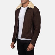 Brown Shearling Fur Jacket – Coffner Leather Men’s Winter Coat