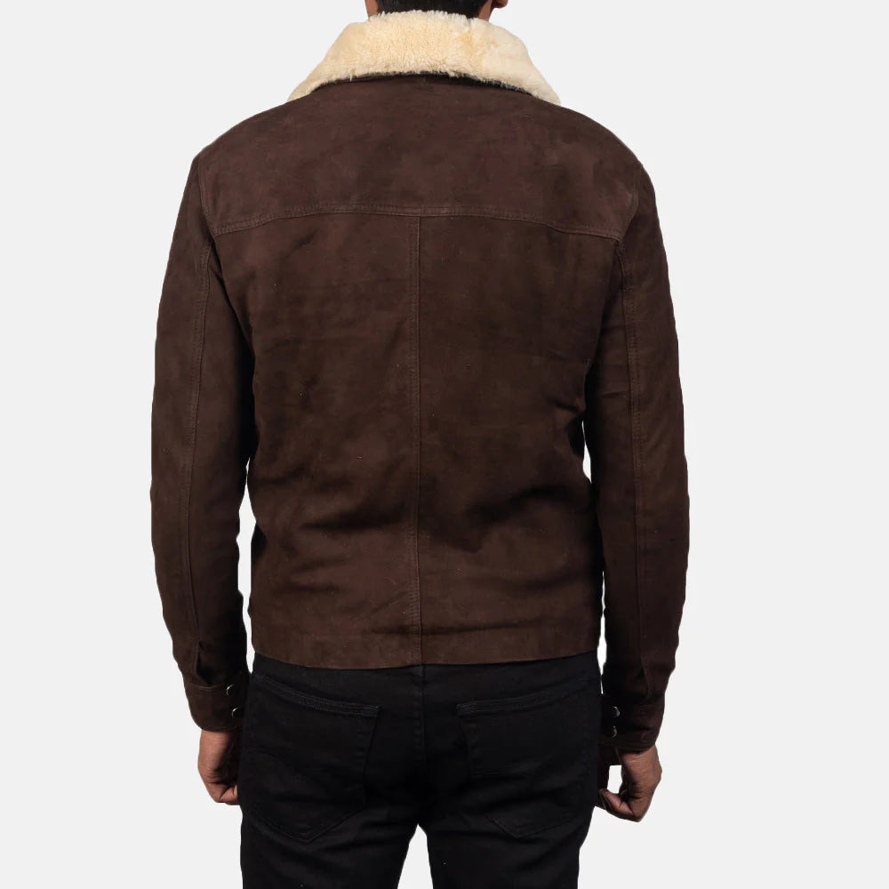 Brown Shearling Fur Jacket – Coffner Leather Men’s Winter Coat