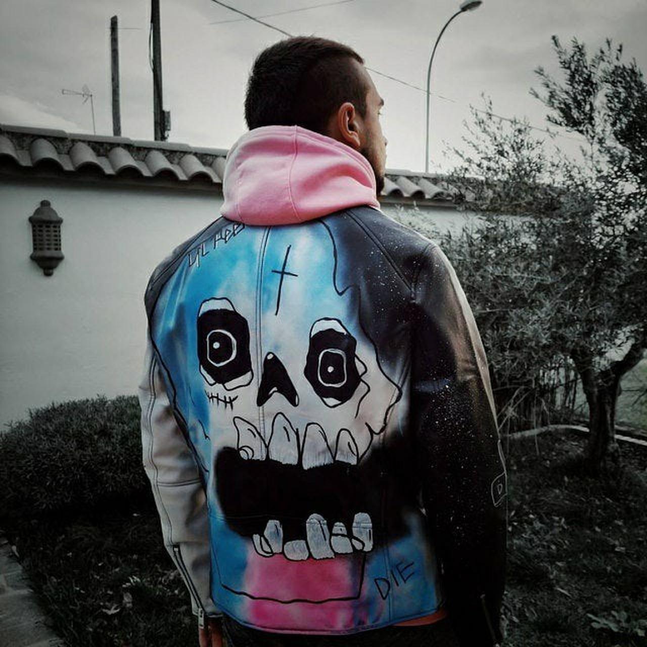 Lil Peep Never Say Die Hand Painted Leather Jacket
