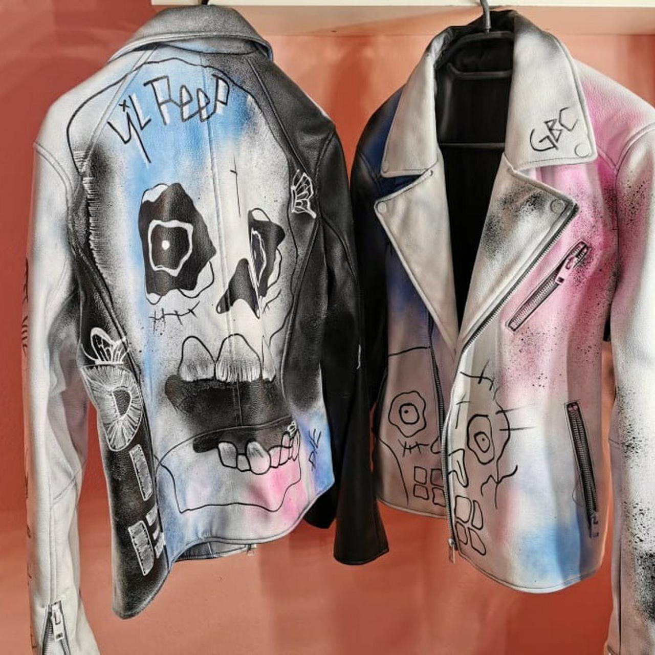 Lil Peep Never Say Die Hand Painted Leather Jacket