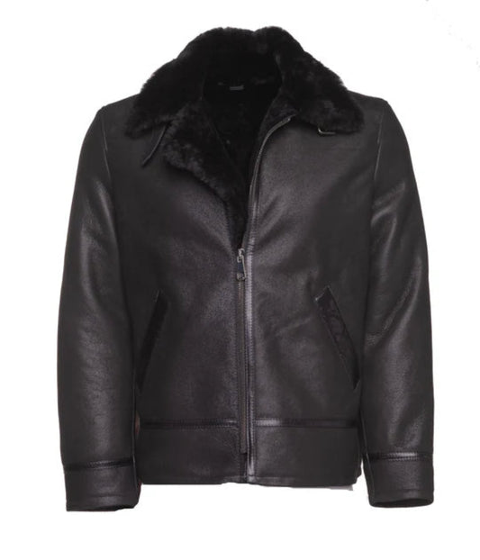 Men’s Black B3 Bomber Jacket – Shearling-Lined Aviator Leather Coat