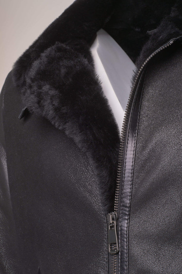 Men’s Black B3 Bomber Jacket – Shearling-Lined Aviator Leather Coat