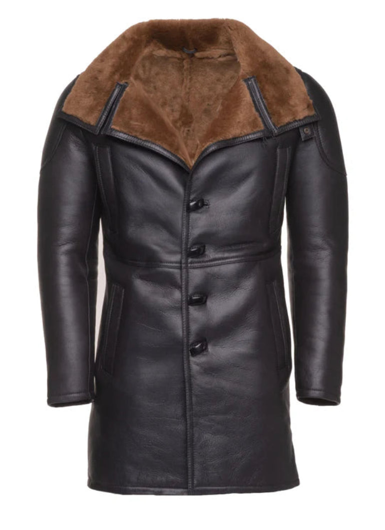 Men’s Shearling Trench Coat – Inspired by Ryan Gosling’s Blade Runner 2049