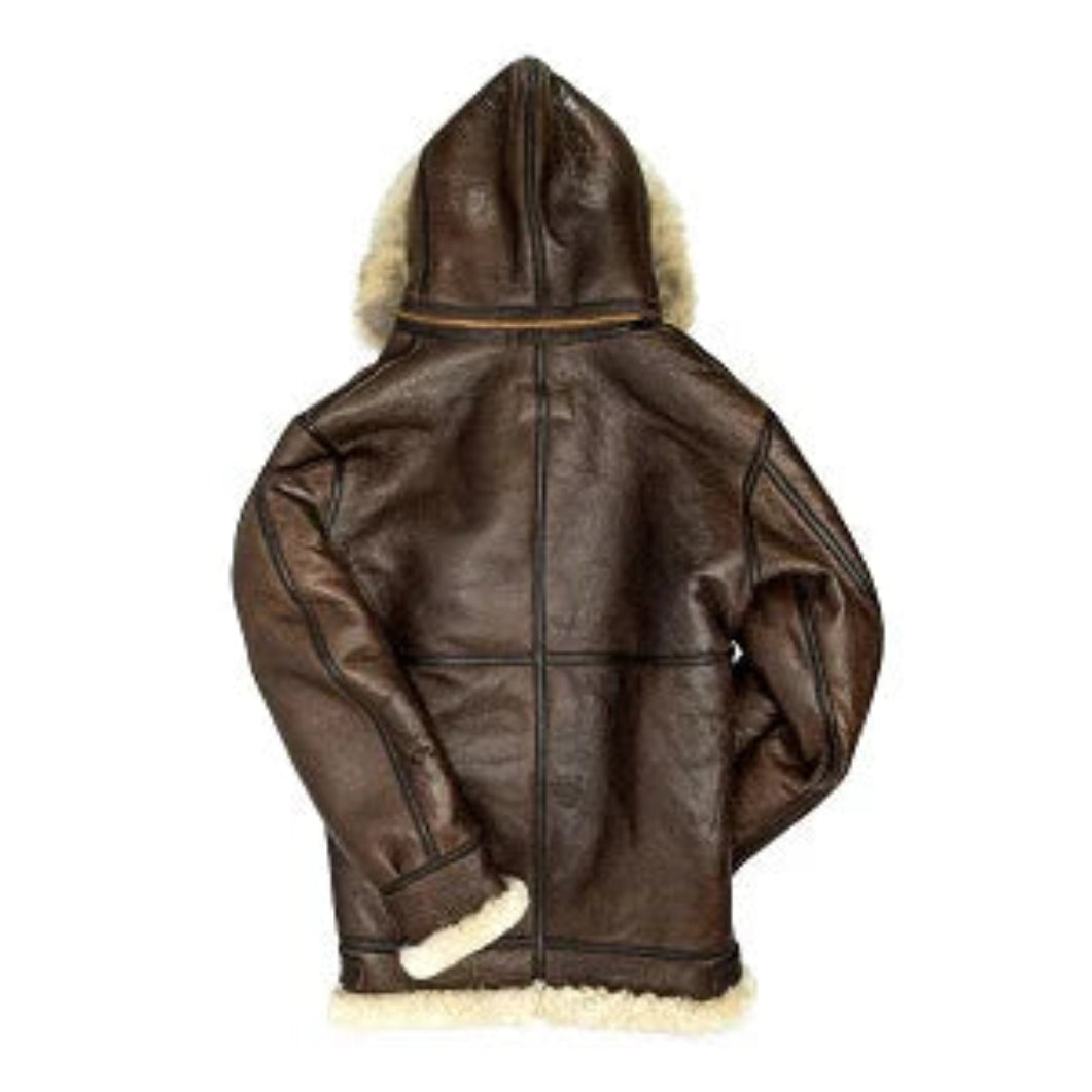 Men’s Fur Hoodie B3 Bomber Jacket – Classic Shearling Aviator Outerwear