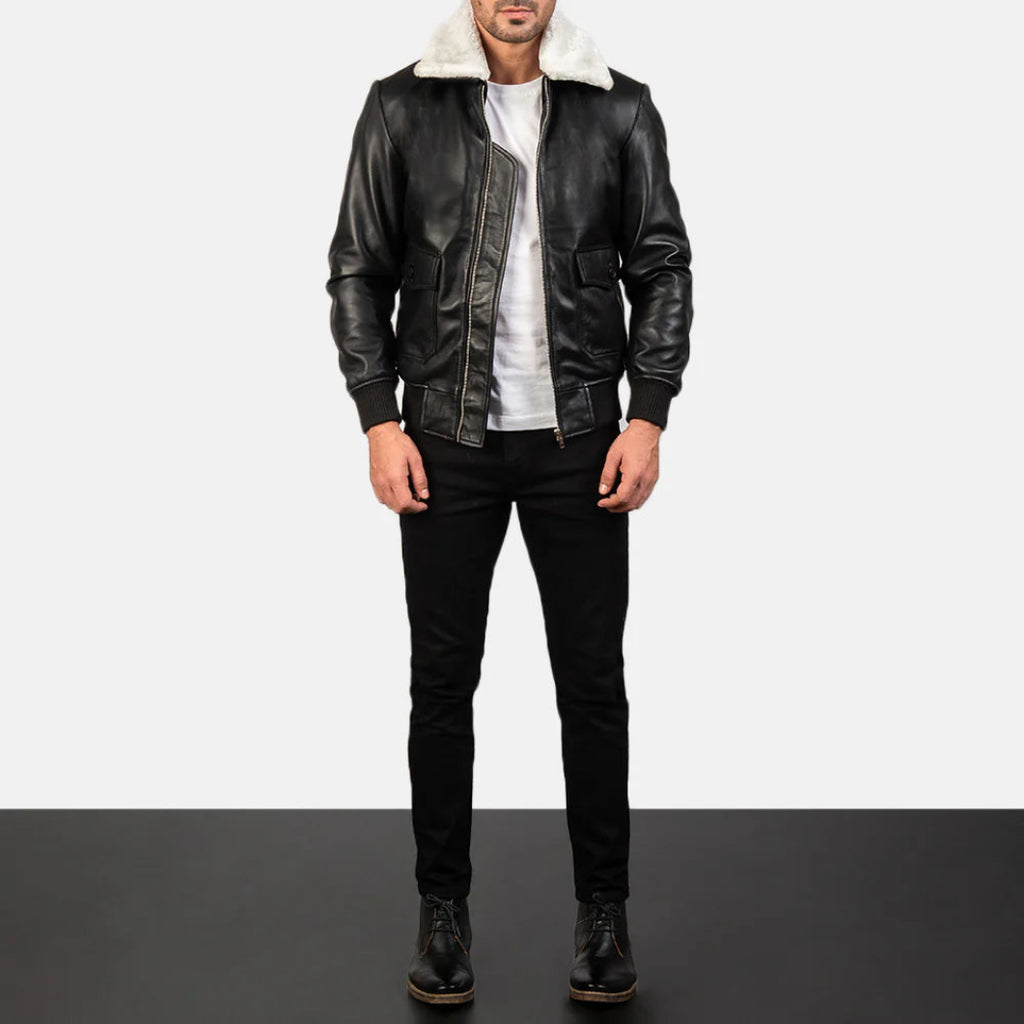 Black & White G-1 Leather Bomber Jacket