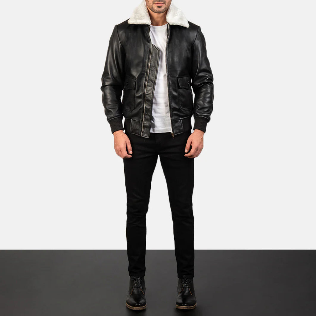 Black & White G-1 Leather Bomber Jacket