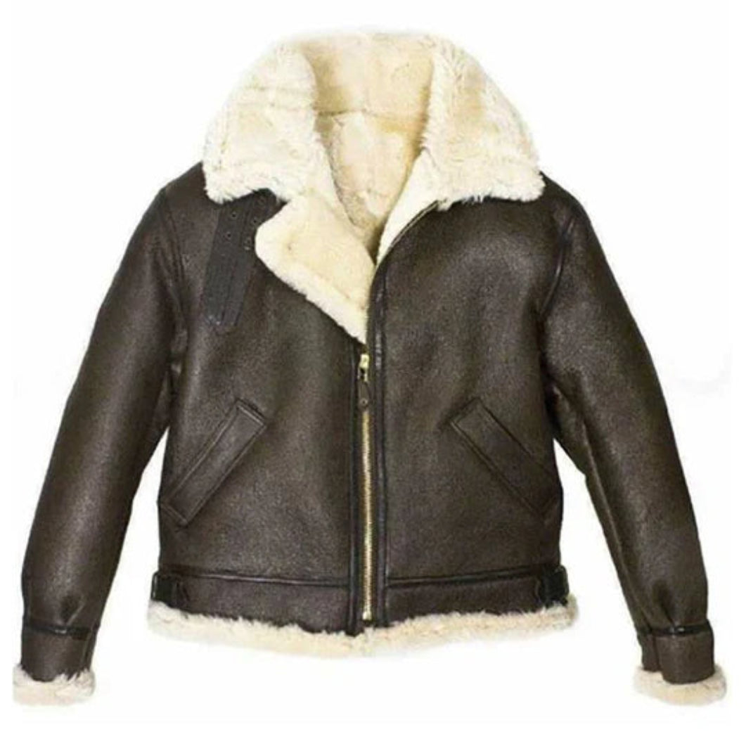 Women’s Brown Aviator Jacket – Real Shearling Fur Leather Bomber