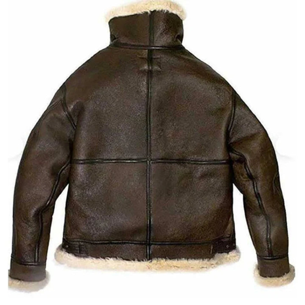 Women’s Brown Aviator Jacket – Real Shearling Fur Leather Bomber
