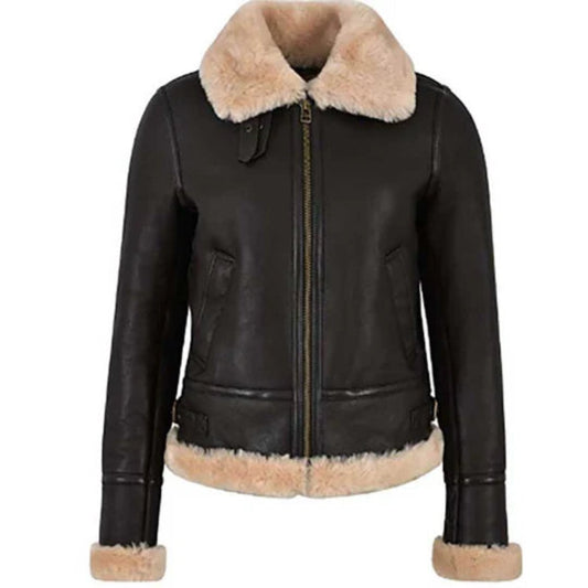 Flying Aviator Jacket for Women – Genuine Sheepskin Leather Bomber