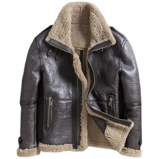 Mens leather bomber jacket Brown leather aviator jacket