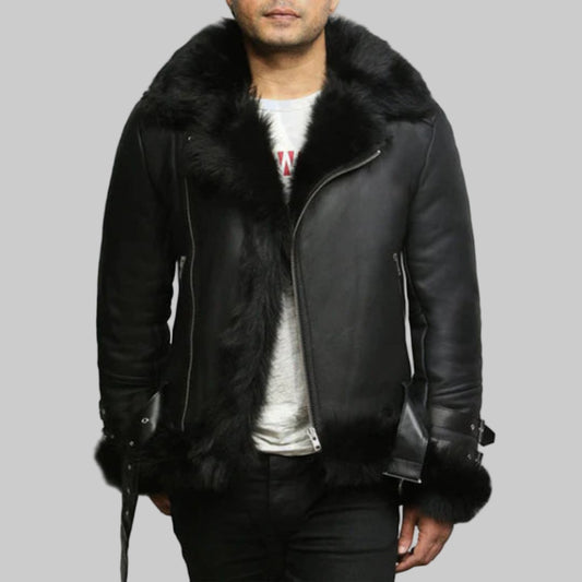 Authentic Toscana Sheepskin Aviator Jacket for Men – Shearling Lined